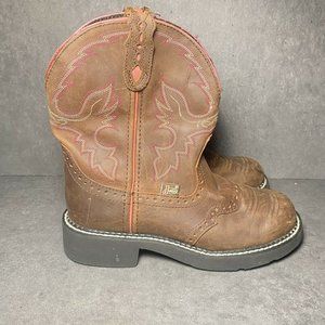 justin boots womens 6.5b gyspy brown leather Western Embroidery